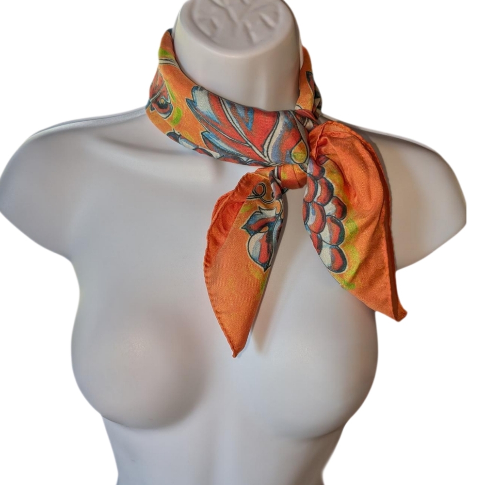 Portugese Silk Orange Wine Harvest Scarf